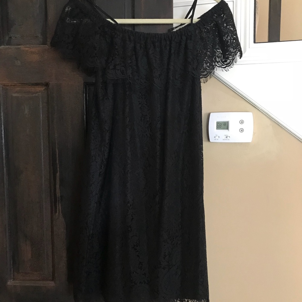 Madewell off the shoulder black dress